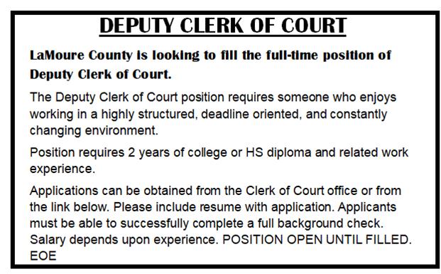 Seeking Deputy Clerk of Court