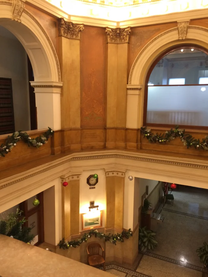 LaMoure County Courthouse decorated for Christmas, December 2015
