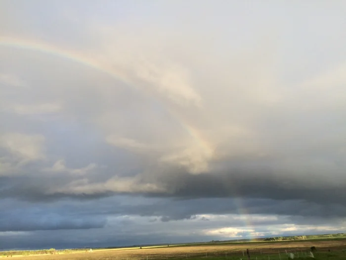Rainbow arching over farmland south of LaMoure, ND, May 2016