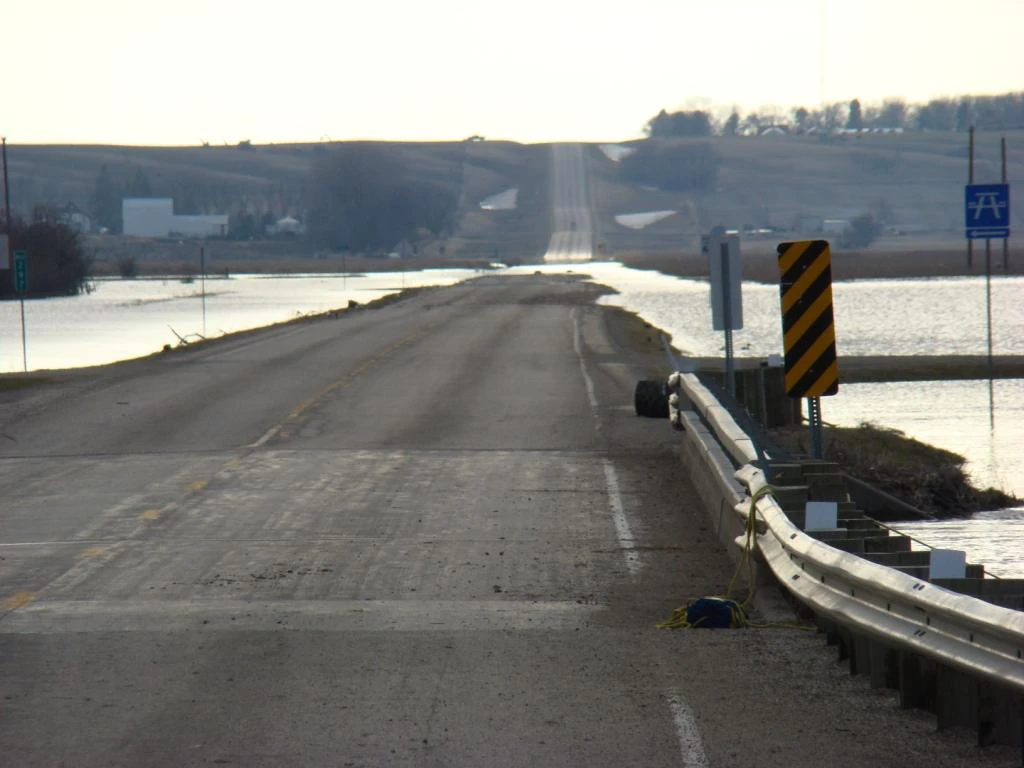 James River flood over roadway photo — major flood stage