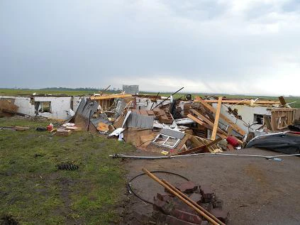 Tornado damage to building